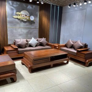 Sofa gỗ hương đá chân đùi gà hàng Vip dày dặn
