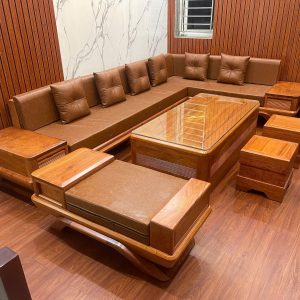 Bộ Sofa Góc L Gỗ Hương Đá Hàng Vip1